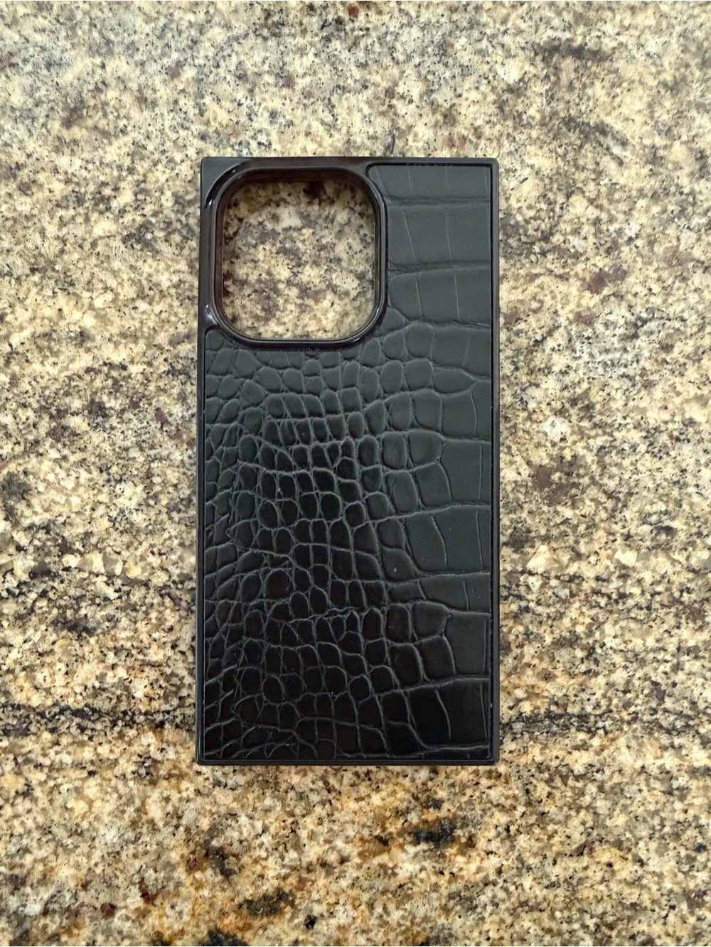 Black Croc-Texture Protective Phone Case - FLAUNT